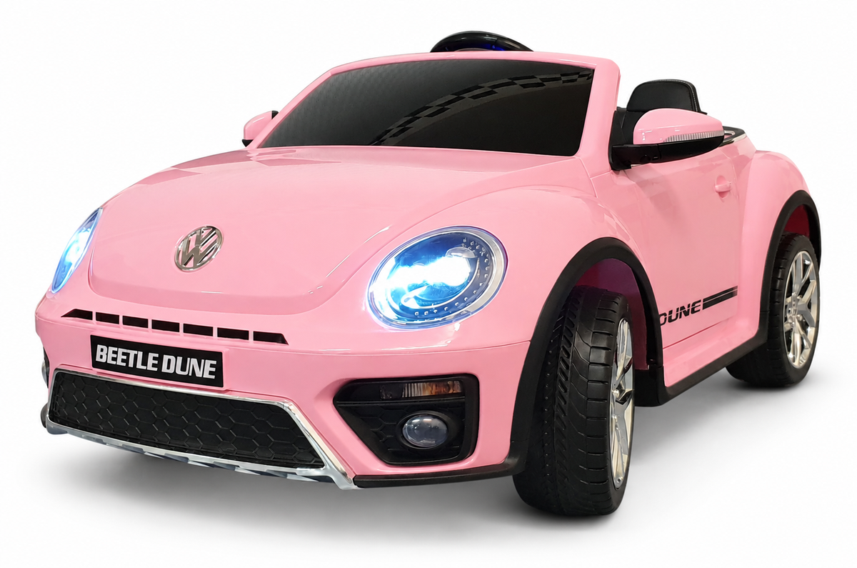 Voiture électrique enfant 12V VW Beetle rose avec télécommande parentale