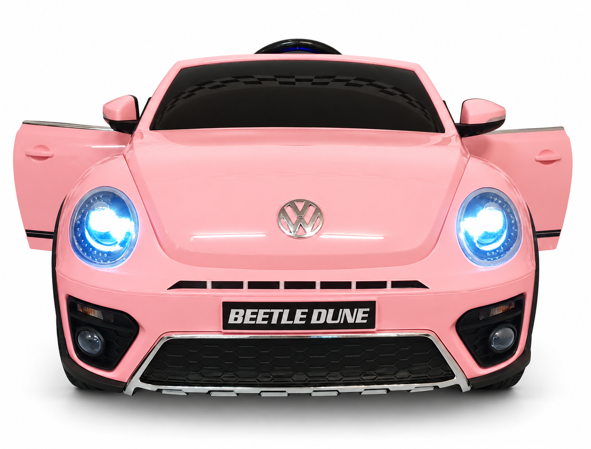 Voiture électrique enfant 12V VW Beetle rose avec télécommande parentale