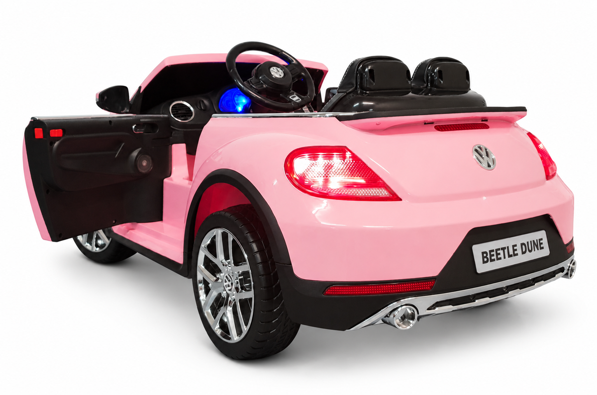 Voiture électrique enfant 12V VW Beetle rose avec télécommande parentale