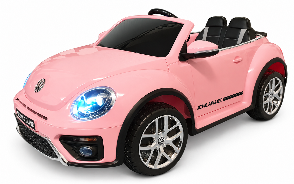 Voiture électrique enfant 12V VW Beetle rose avec télécommande parentale