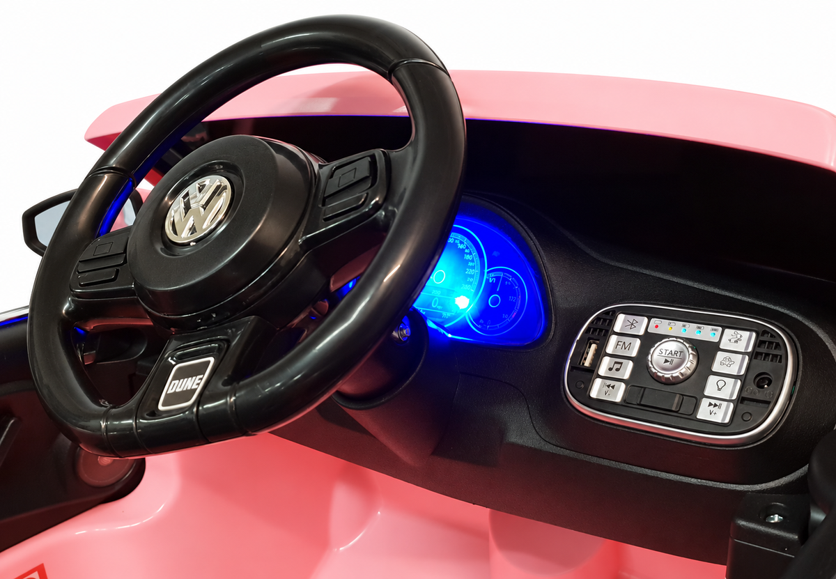 Voiture électrique enfant 12V VW Beetle rose avec télécommande parentale
