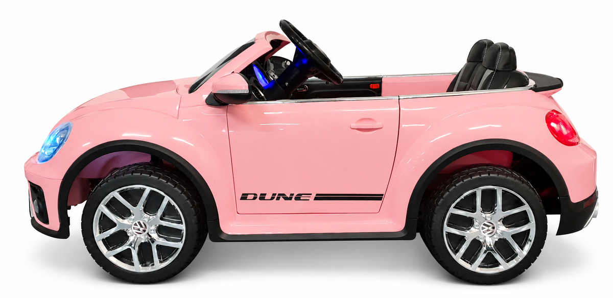 Voiture électrique enfant 12V VW Beetle rose avec télécommande parentale